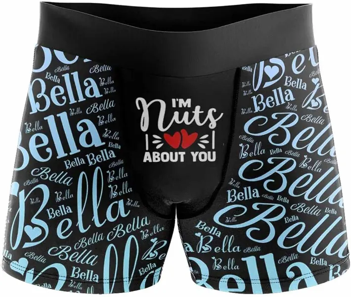 Custom Multi Name Boxers Briefs for Men Personalized I'm Nuts About You  Men's Underpants with Name Custom Underwear Gif